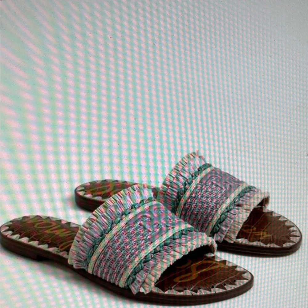 Sam Edelman Georgia Women's Lilac Raffia Slide Sandals - Picture 4 of 10